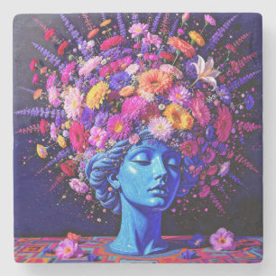 Bloom of Eternity – Een kleurrijk surrealistisch p Stenen Onderzetter