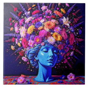 Bloom of Eternity – Een kleurrijk surrealistisch p Tegeltje