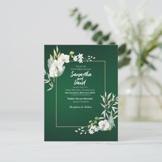 Bloom of Love Wedding Invitation Briefkaart (Staand voorkant)