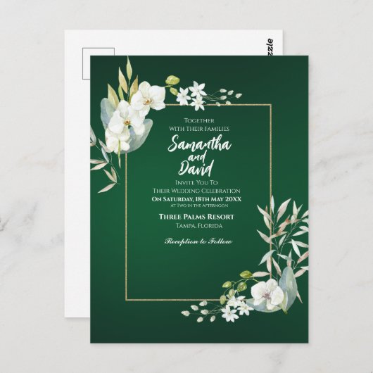 Bloom of Love Wedding Invitation Briefkaart (Voorkant / Achterkant)
