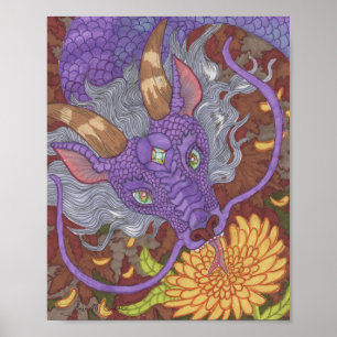Bloom Paarse Dragon Poster