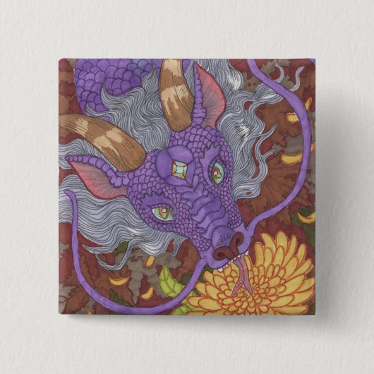 Bloom Paarse Dragon Vierkante Button 5,1 Cm (Voorkant)