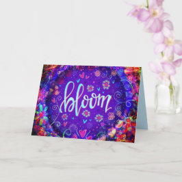 Bloom Paarse EEN WOORD Bloemen Kaart