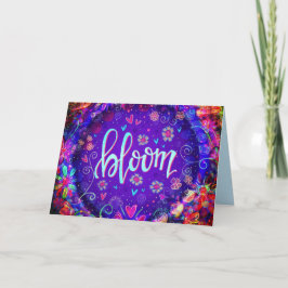 Bloom  Paarse EEN WOORD Bloemen Kaart