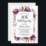 Bloom Paarse Waterverf 40th Birthday Uitnodiging<br><div class="desc">Moderne Floral Waterverf Birthday Uitnodigingen in de Little Bayleigh Store!</div>