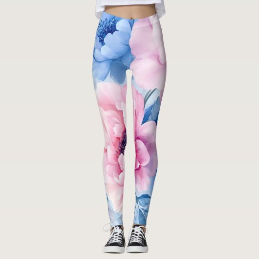 Bloom Pastel Petals Waterverf Leggings (Voorkant)