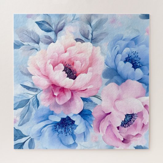  Bloom Pastel Petals Waterverf Legpuzzel (Horizontaal)