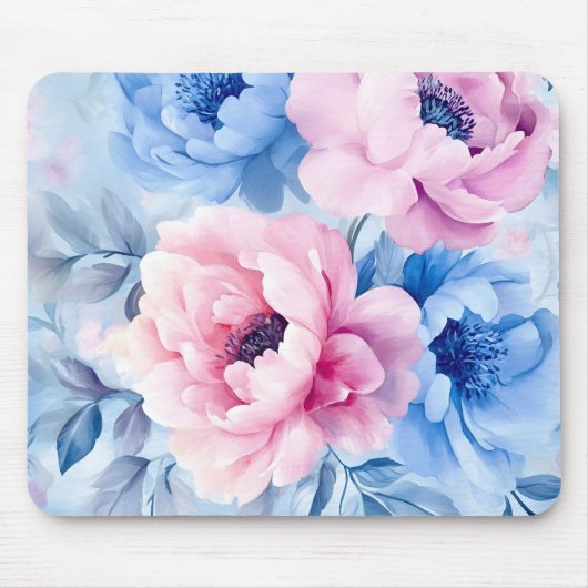 Bloom Pastel Petals Waterverf Muismat (Voorkant)