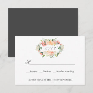 Bloom Peach roze botanische WEDDING RSVP