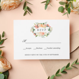 Bloom Peach roze botanische WEDDING RSVP