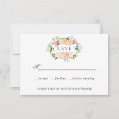 Bloom Peach roze botanische WEDDING RSVP Kaartje (Voorkant)