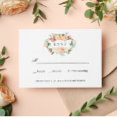 Bloom Peach roze botanische WEDDING RSVP Kaartje