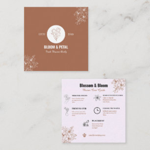 Bloom & Petal Rustic Bloemenwinkelkaart Vierkante Visitekaartje