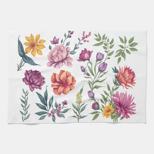 Bloom Pop – Kleurrijke bloemen Theedoek (Horizontaal)