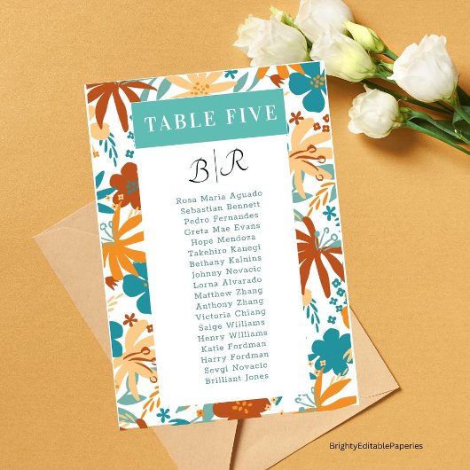 Bloom Retro Abstract Kleurrijke Wildflower Tafel N