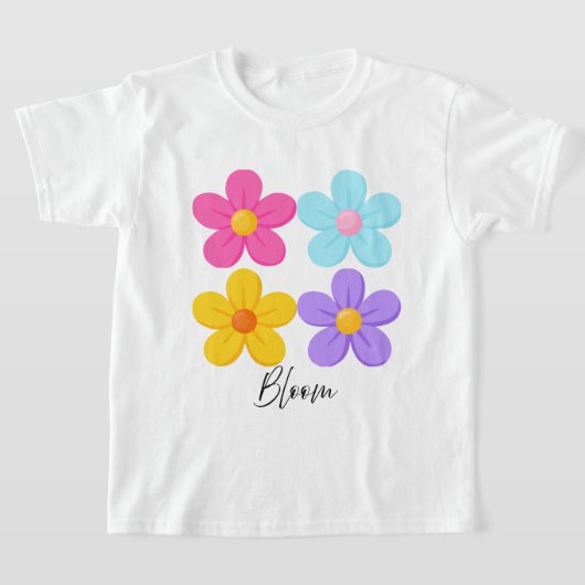 Bloom Retro Cute Bloem Grafische T-shirt (Laagn)