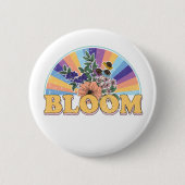 Bloom Retro Floral Ronde Button 5,7 Cm (Voorkant)