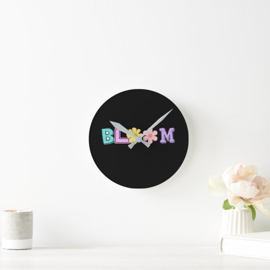 Bloom Retro Pastel Bloemmotief Ronde Klok (Huis)