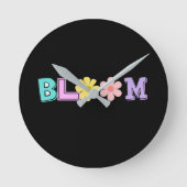 Bloom Retro Pastel Bloemmotief Ronde Klok (Voorkant)