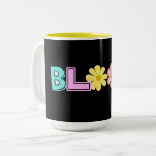 Bloom Retro Pastel Bloemmotief Tweekleurige Koffiemok