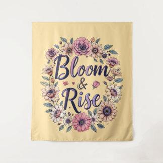Bloom & Rise Floral Typography Wandtapijt Wandkleed
