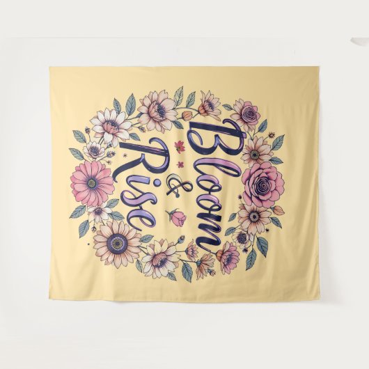 Bloom & Rise Floral Typography Wandtapijt Wandkleed (Voorkant (horizontaal))