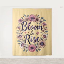 Bloom & Rise Floral Typography Wandtapijt Wandkleed
