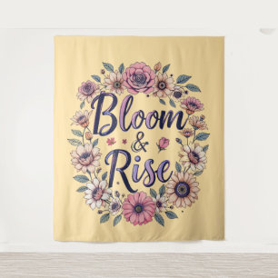 Bloom & Rise Floral Typography Wandtapijt Wandkleed