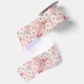 Bloom Sakura Pink Burgundy Satijnen Lint (Achterkant)