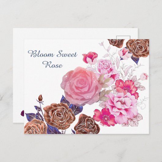 Bloom Sweet Roos Briefkaart (Voorkant / Achterkant)