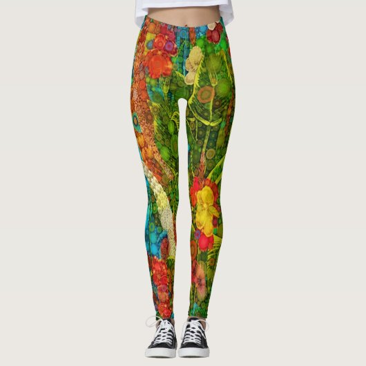 Bloom Tropische Wildbloemen Leggings (Voorkant)