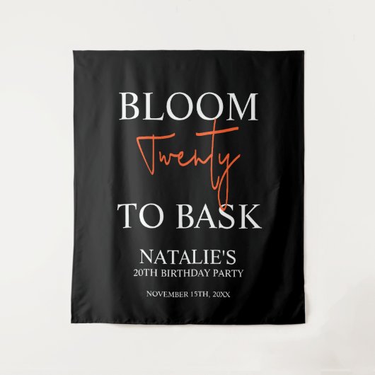Bloom Twenty to Bask I Black Volwassen Verjaardags Wandkleed (Voorkant)
