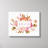 Bloom Typografie | Elegant Pink Floral Bouquet Canvas Afdruk (Voorkant)