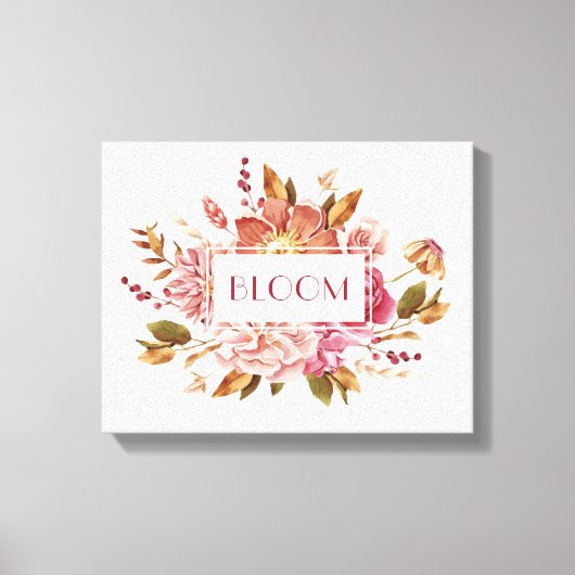 Bloom Typografie | Elegant Pink Floral Bouquet Canvas Afdruk (Voorkant)