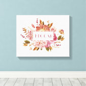 Bloom Typografie | Elegant Pink Floral Bouquet Canvas Afdruk (Insitu (Houten vloer))