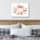 Bloom Typografie | Elegant Pink Floral Bouquet Canvas Afdruk (Insitu (Slaapkamer))