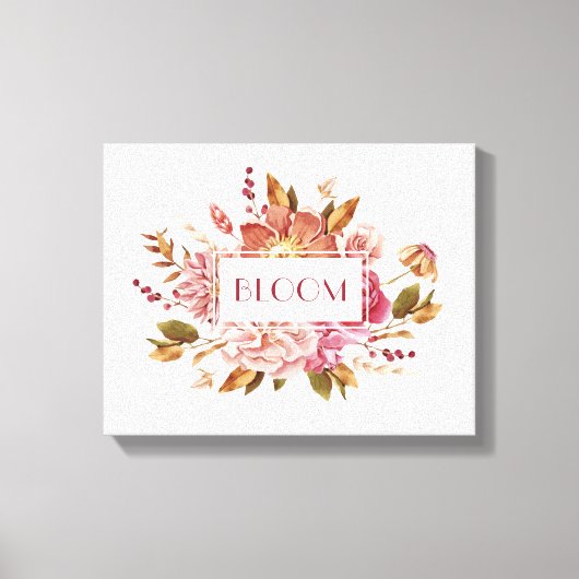 Bloom Typografie | Elegant Pink Floral Bouquet Canvas Afdruk (Voorkant)
