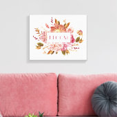 Bloom-typografie | Elegante roze bloemboeket Canvas Afdruk (Insitu (Woonkamer))