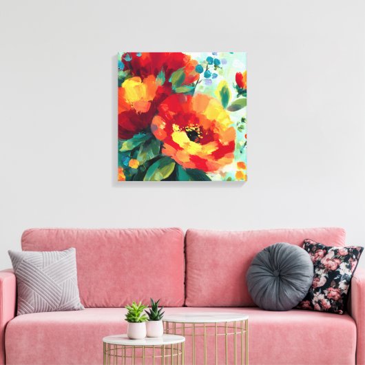 Bloom Vibrant Bloementuin Canvas Afdruk (Insitu (Woonkamer))