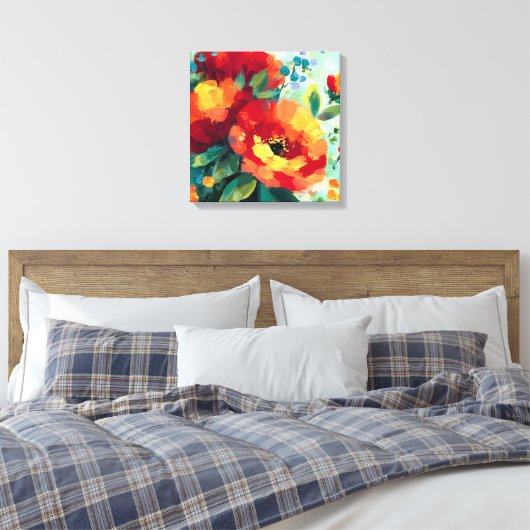Bloom Vibrant Bloementuin Canvas Afdruk (Insitu (Slaapkamer))