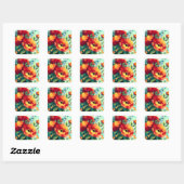 Bloom Vibrant Bloementuin Vierkante Sticker (Vel)