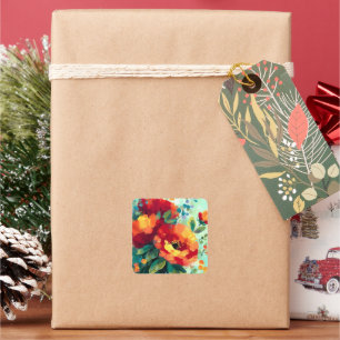 Bloom Vibrant Bloementuin Vierkante Sticker