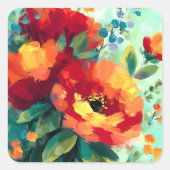 Bloom Vibrant Bloementuin Vierkante Sticker (Voorkant)