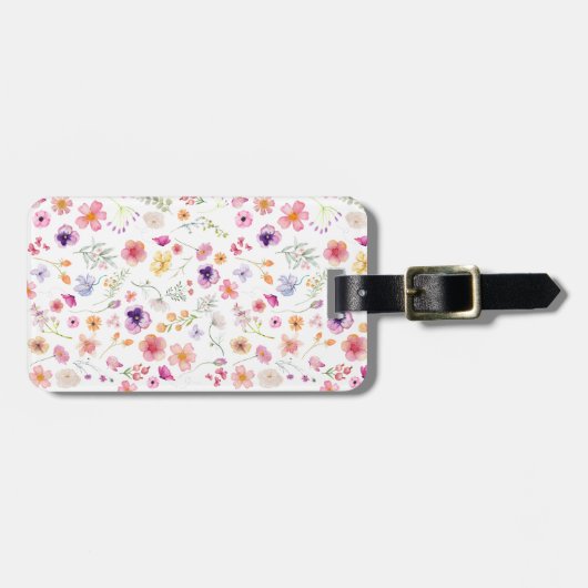 Bloom Voyage Bagage Label - Witte Bloemheldere Too (Voorkant horizontaal)