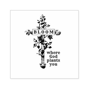 BLOOM WAAR GOD PLANT JE GOED KRUIST RUBBERSTEMPEL