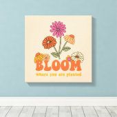 Bloom waar je bent geplant canvas afdruk (Insitu (Houten vloer))