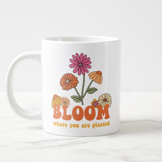 Bloom waar je bent geplant grote koffiekop (Links)
