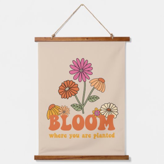 Bloom waar je bent geplant hangend wandkleed (Voorkant)