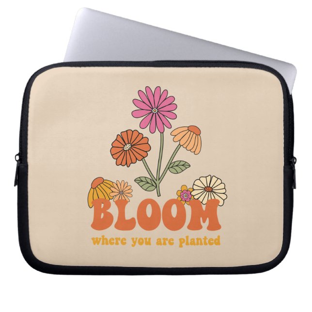 Bloom waar je bent geplant laptop sleeve (Voorkant)
