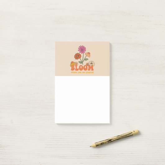 Bloom waar je bent geplant post-it® notes (Op bureau)